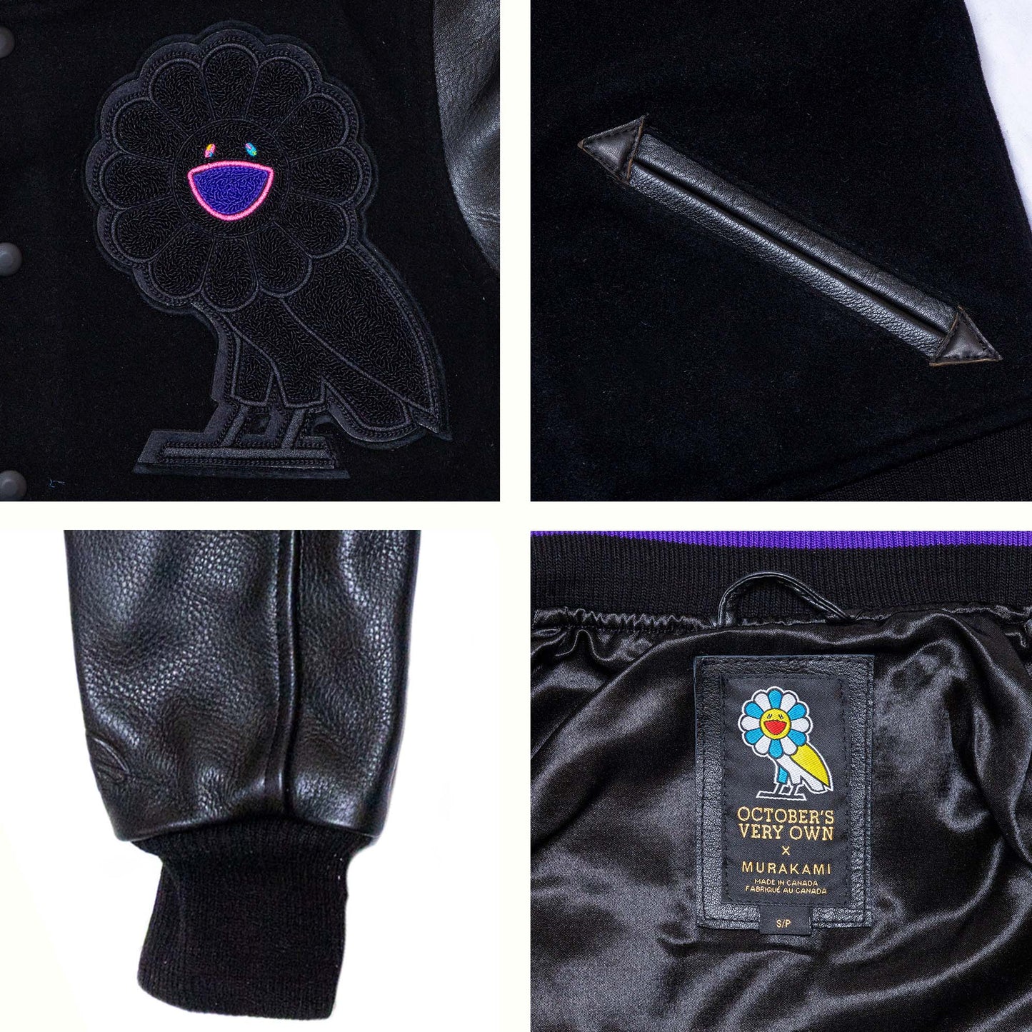 村上隆 Takashi Murakami x OVO Varsity Jacket (Black x Black)