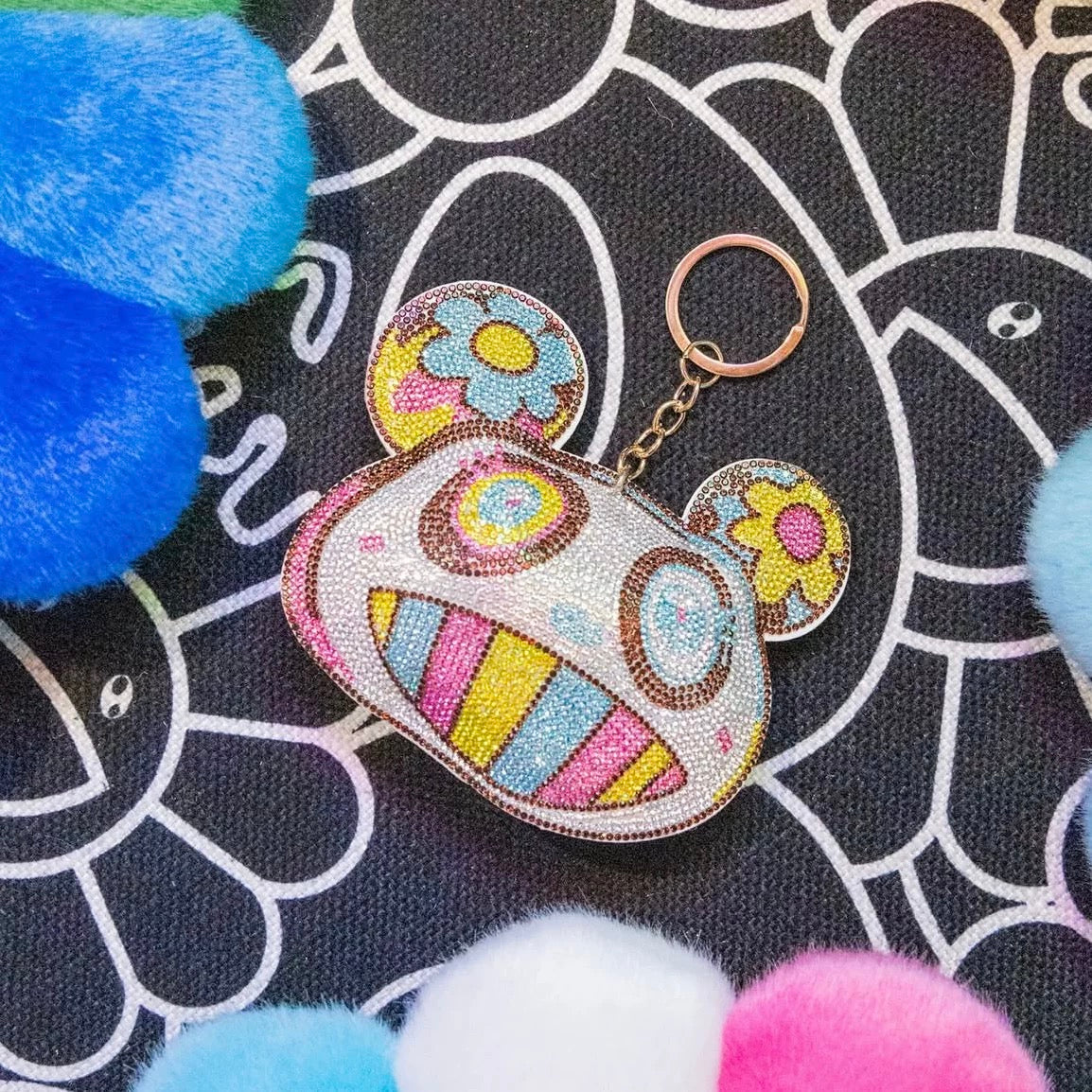 Takashi Murakami Panda Rhinestone Keychain