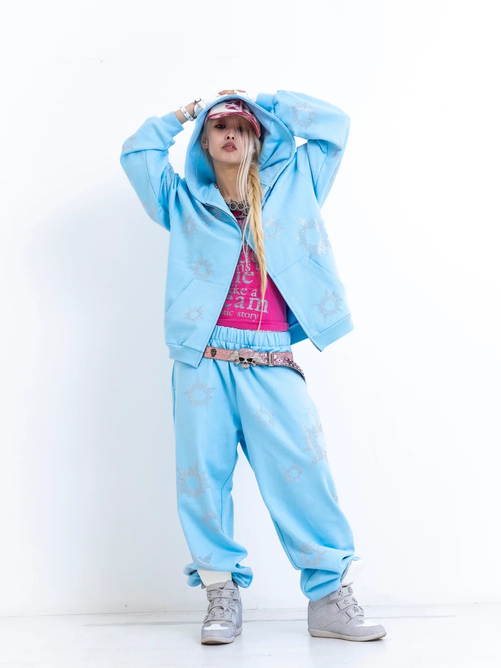 9090 Bullet Logo Rhinestone Allover Hoodie