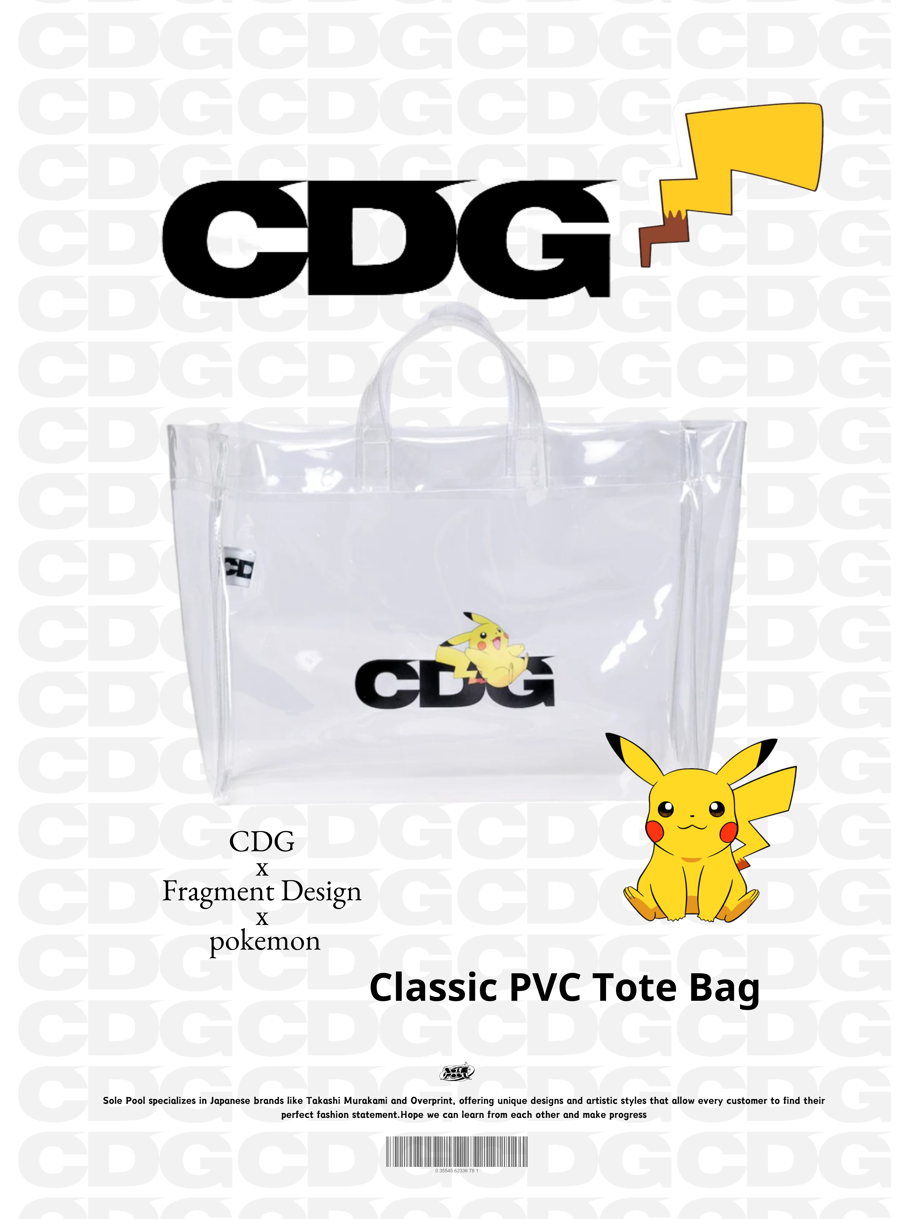 CDG x Fragment Design x POKEMON PVC TOTE BAG SOLE.POOL