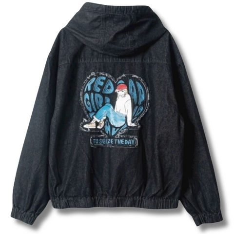 RED CAP GIRL Printed Applique Jacket