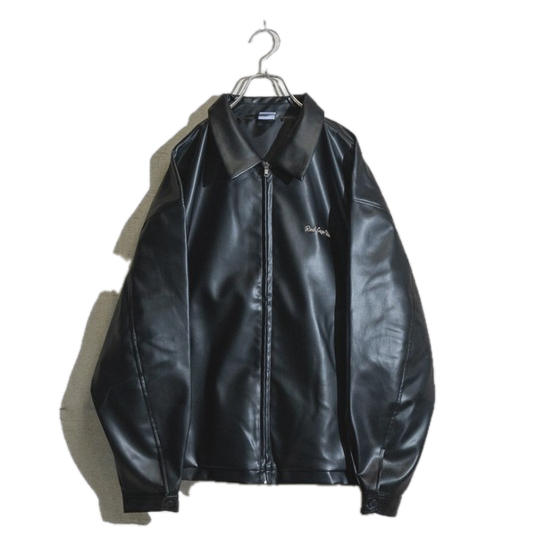 RED CAP GIRL Patch Loose Size PU Leather Jacket