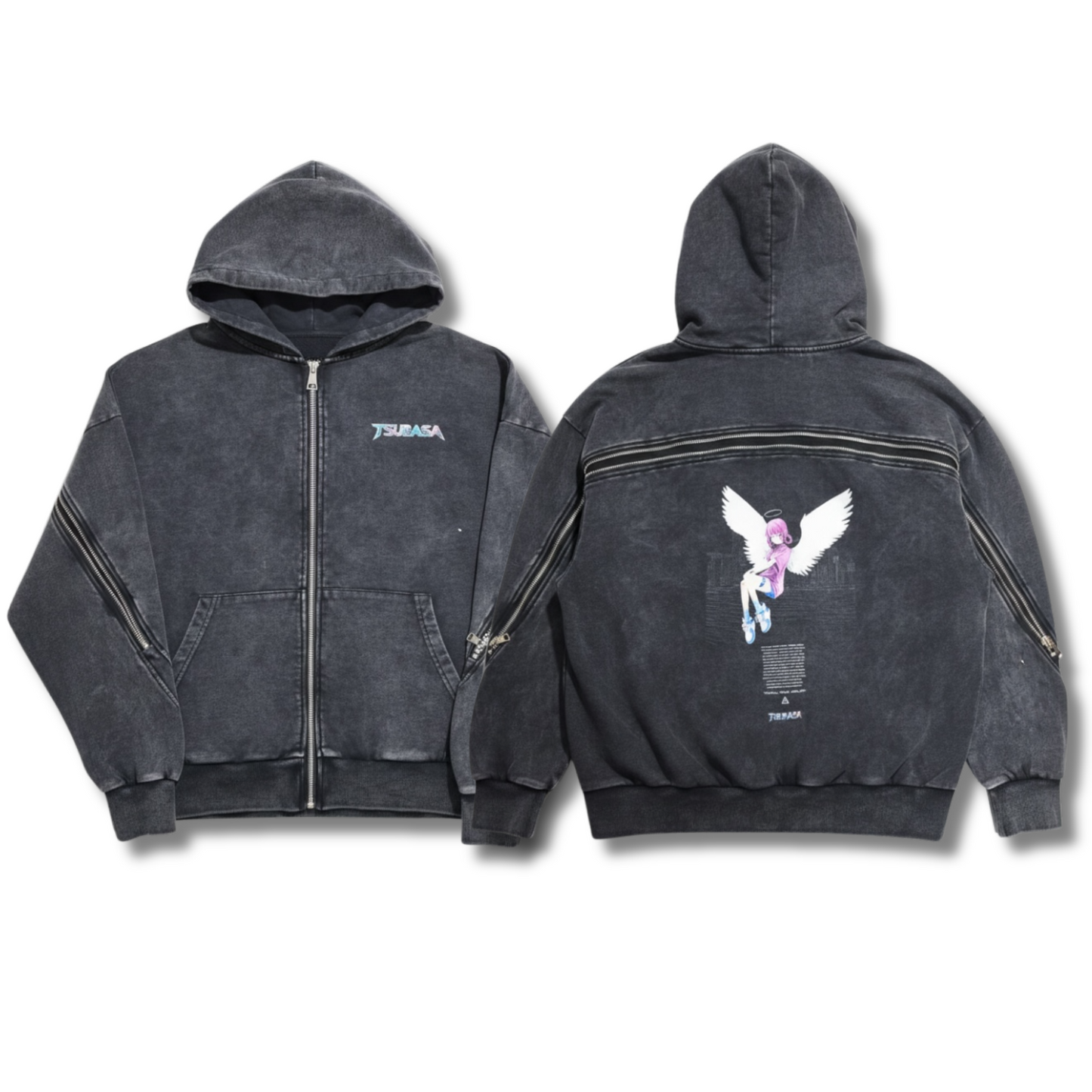 Tsubasa 3D TRAINEE ANGEL WASHED Zip Hoodie (Miu)