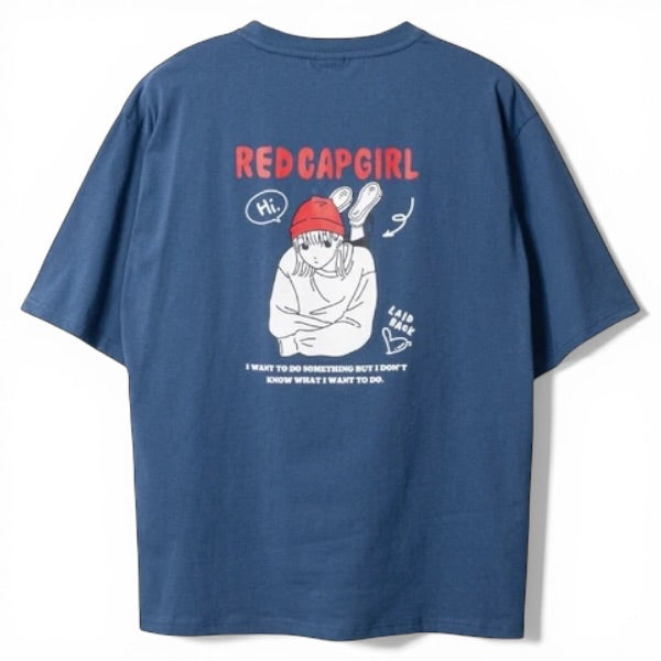 RED CAP GIRL Lying Down Girl Print T-Shirt