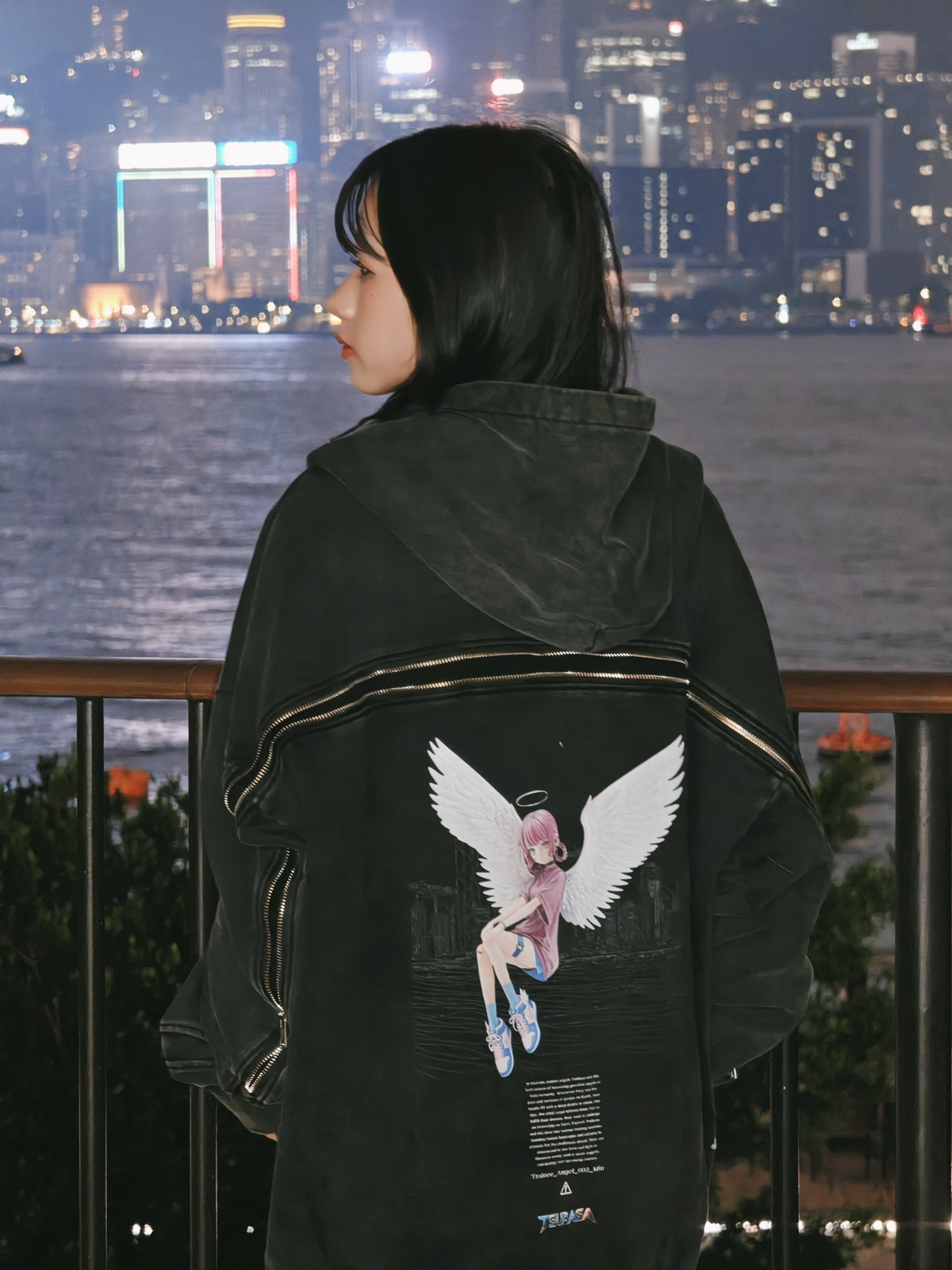 Tsubasa 3D TRAINEE ANGEL WASHED Zip Hoodie (Miu)