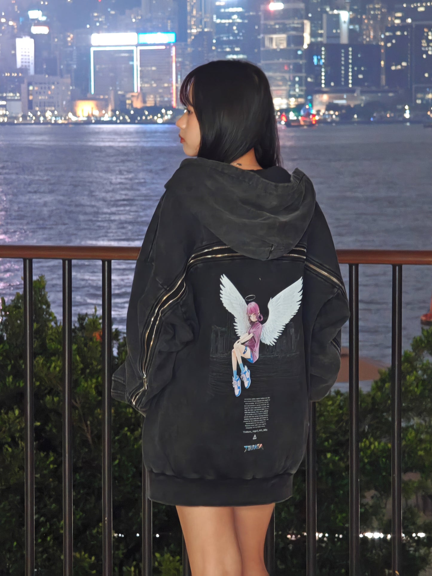 Tsubasa 3D TRAINEE ANGEL WASHED Zip Hoodie (Miu)