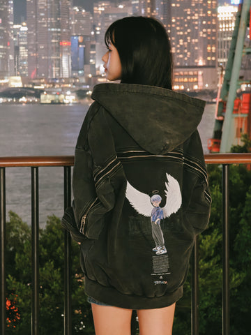 Tsubasa 3D TRAINEE ANGEL WASHED Zip Hoodie (Tsubasa)