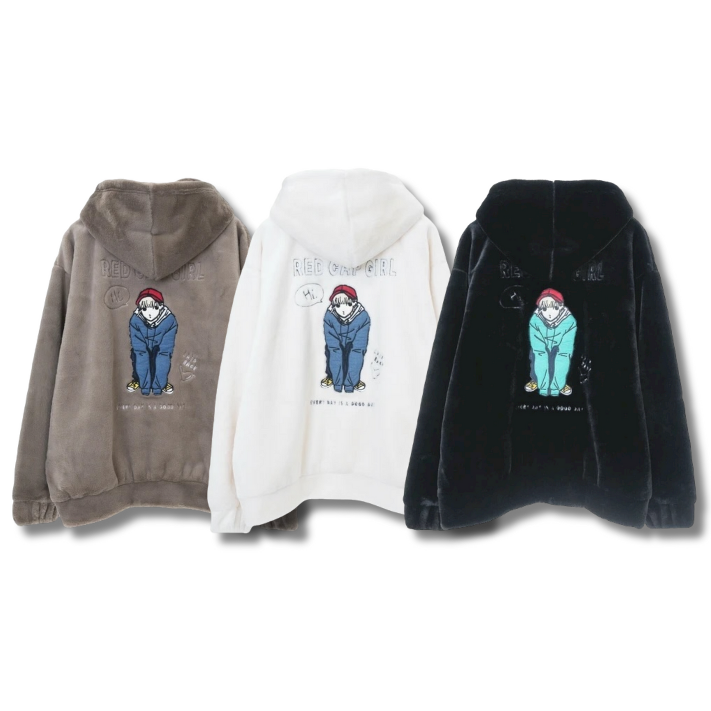 RED CAP GIRL Rabbit Fur Back Blouson Jacket