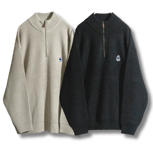 RED CAP GIRL Half Zip Knitwear Emblem