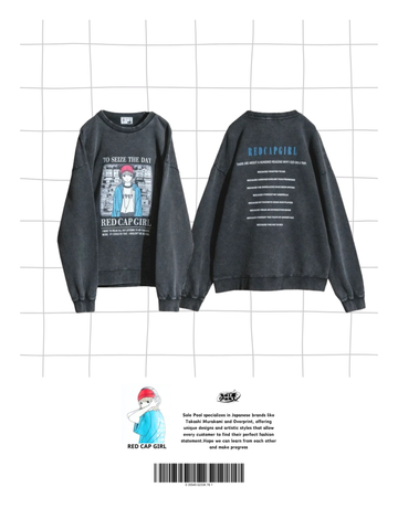 RED CAP GIRL Washed Crewneck (1997)
