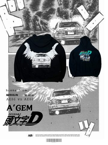 A'gem x INITIAL D Hoodie (藤原拓海 vs 乾 信司)