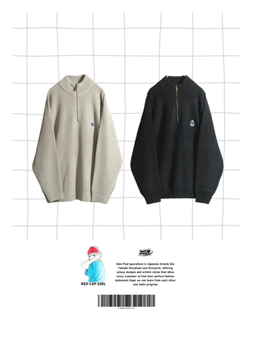 RED CAP GIRL Half Zip Knitwear Emblem