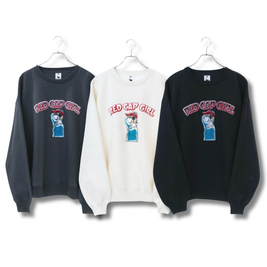 RED CAP GIRL Front Flocking Finish Sweatshirt