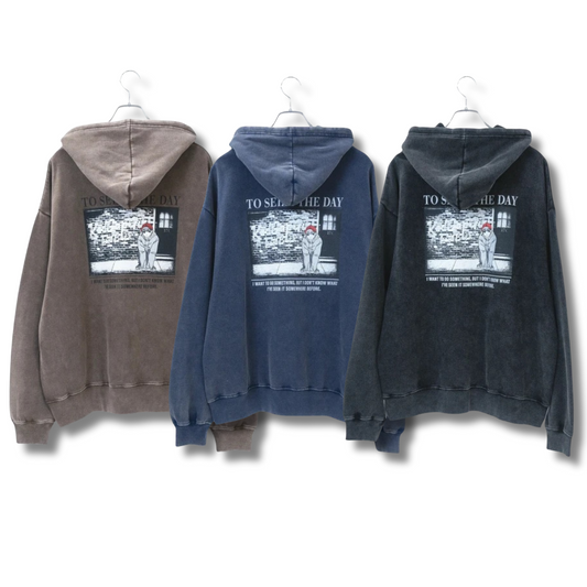 RED CAP GIRL Washed Back Print Zip Hoodie