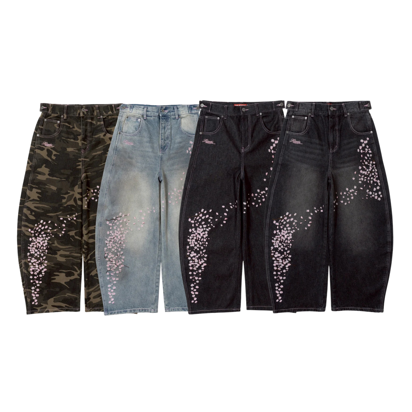 (預訂) 9090 Sakura Embroidered Slub Denim Buggy Pants ❌3/7 19:00截單 (發售後7-14個工作天到貨)