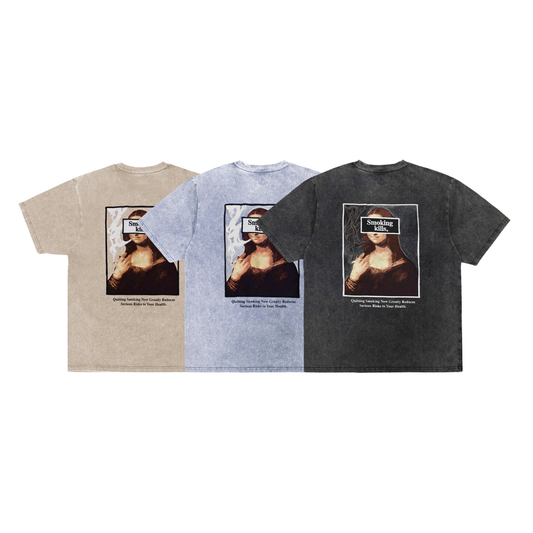 FR2 Acid Wash Smoking kills Embroidery Art T-shirt