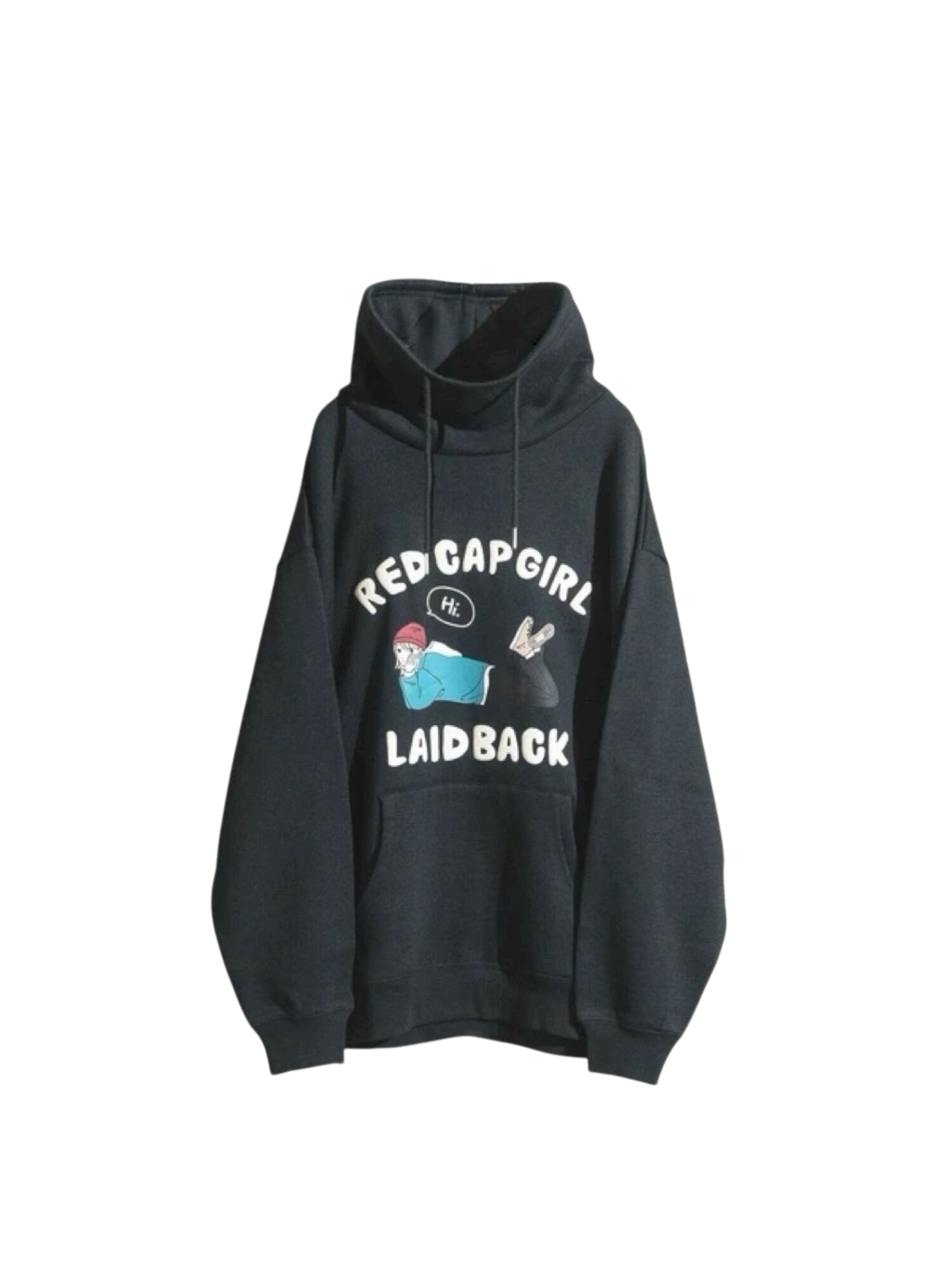 RED CAP GIRL Front High-Neck puff printing Hoodie