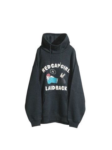 RED CAP GIRL Front High-Neck puff printing Hoodie