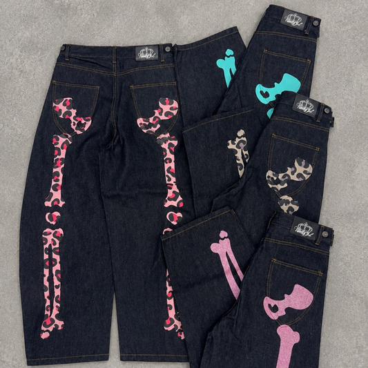 (預訂) 9090Girl Bone Heart Denim Pants (7-14個工作天到貨)