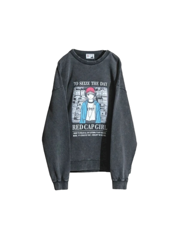 RED CAP GIRL Washed Crewneck (1997)