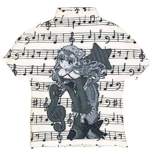 Prism x Taffy.Eye Crinkle Stretch Mock Neck Shirt (Chou Chou Sheet Music)