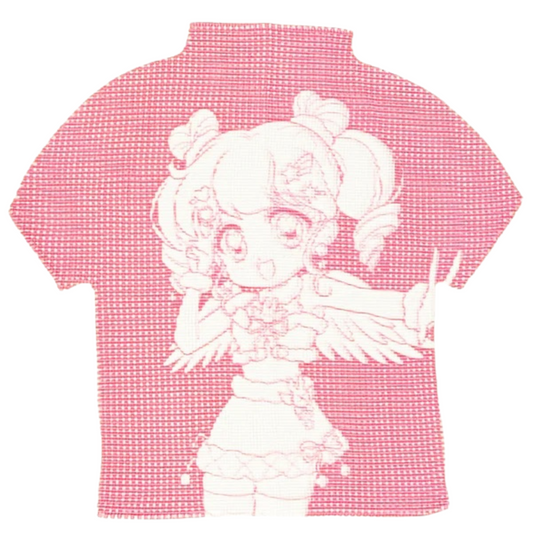 Prism Crinkle Stretch Mock Neck Shirt (Piko Pink)