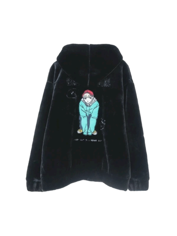 RED CAP GIRL Rabbit Fur Back Blouson Jacket
