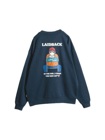 RED CAP GIRL Back Print Laid Back Crewneck