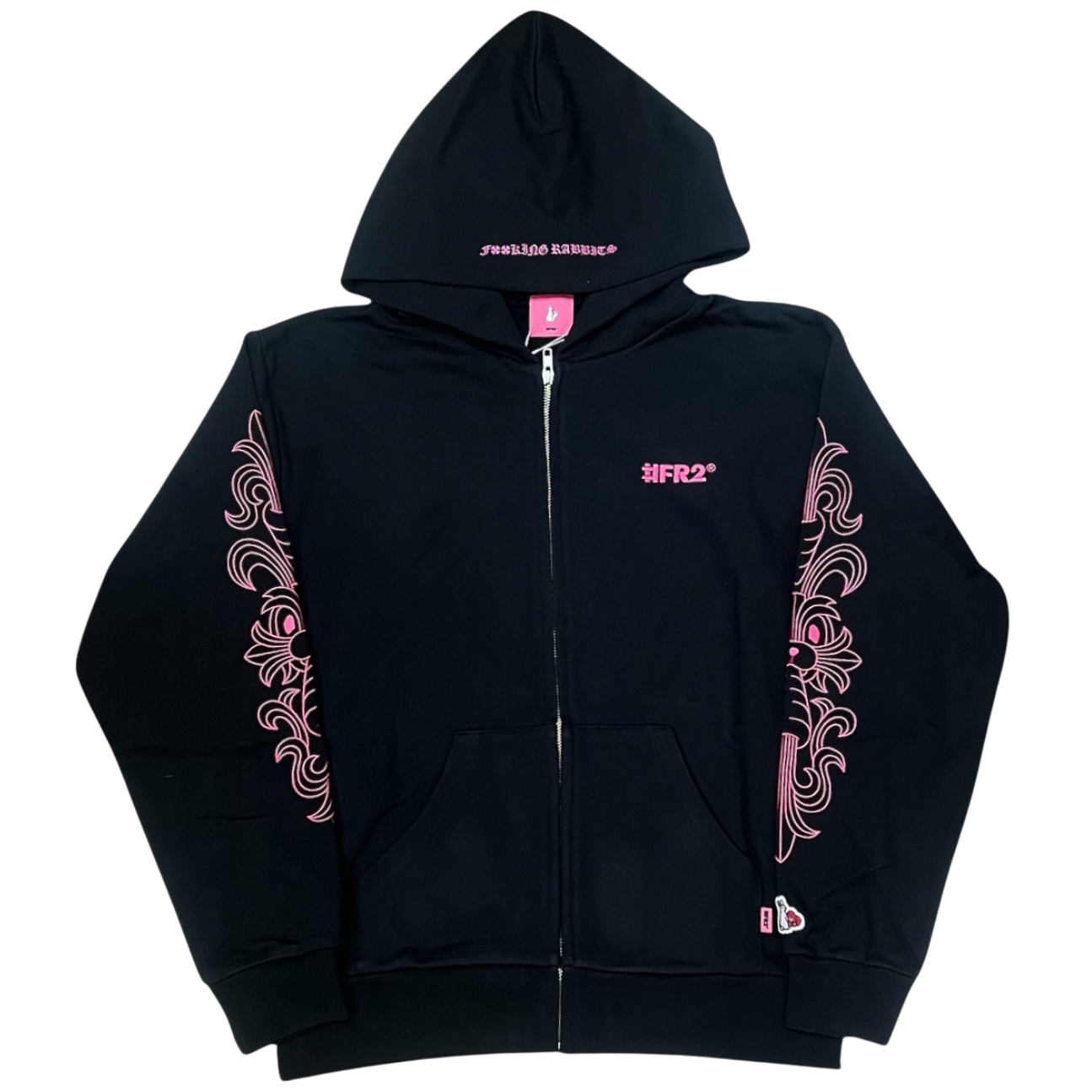FR2梅 Embroidery Carrot Rabbit Zip Hoodie