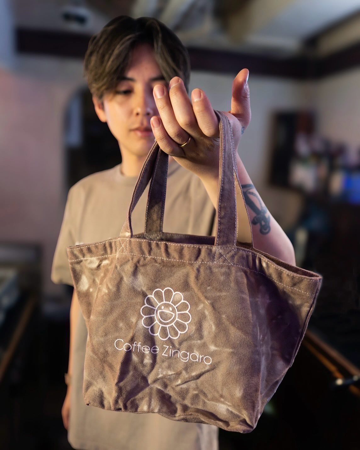 Takashi Murakami Cafe Zingaro Coffee Dyed Tote Bag