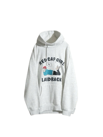 RED CAP GIRL Front High-Neck puff printing Hoodie