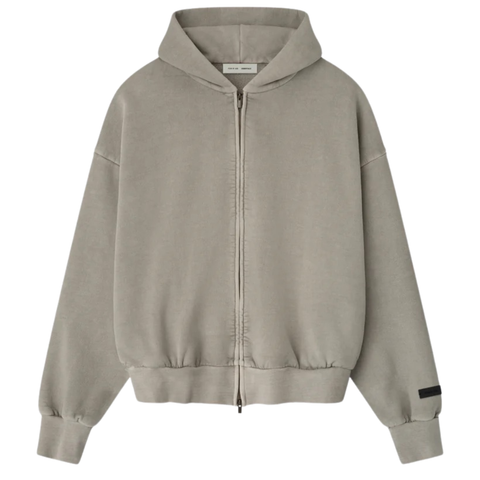 FOG Essentials SS26 Embroidered Zip Hoodie (Smoke Grey)
