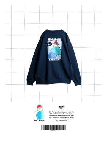 RED CAP GIRL Puff Printing Sweatshirt