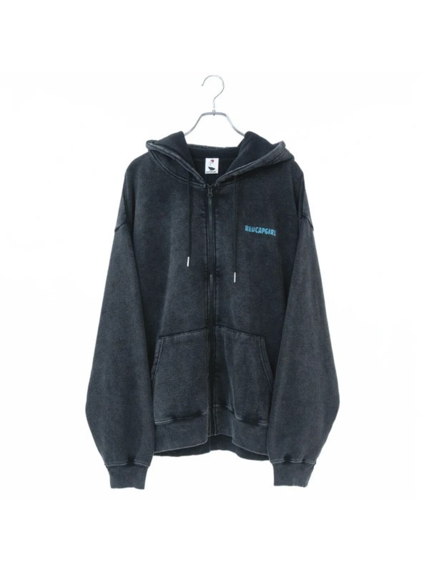 RED CAP GIRL Washed Back Print Zip Hoodie