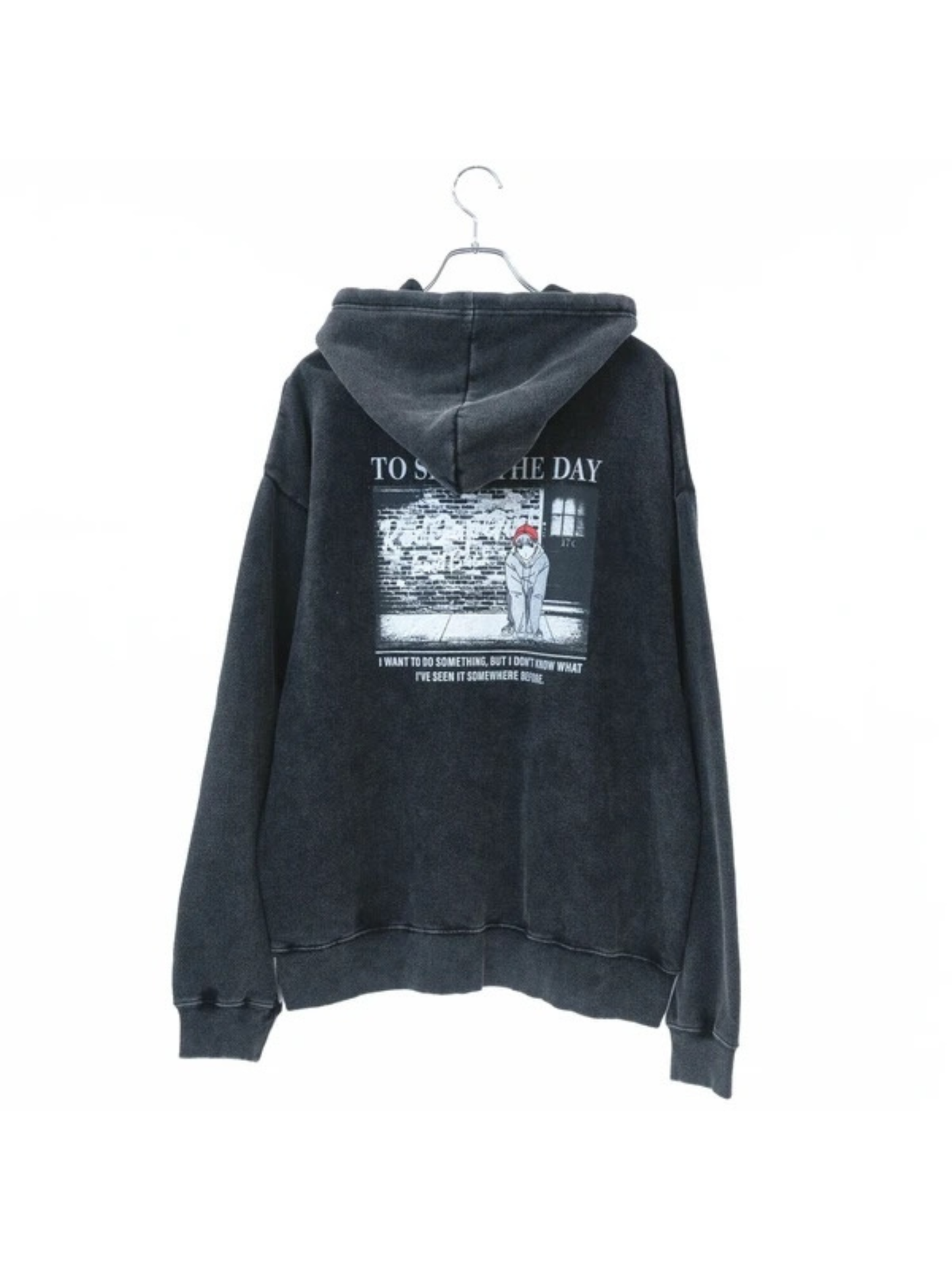 RED CAP GIRL Washed Back Print Zip Hoodie