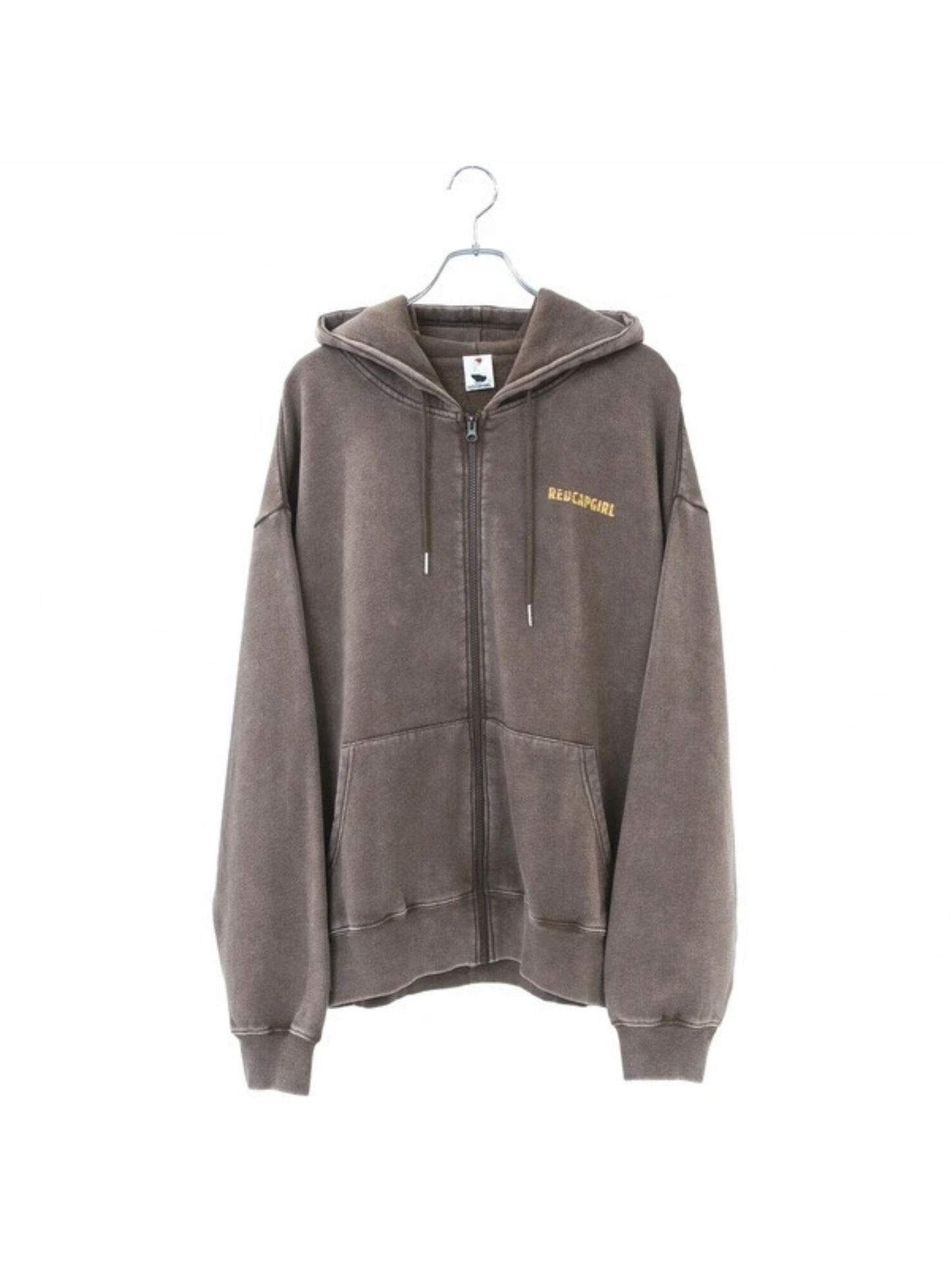 RED CAP GIRL Washed Back Print Zip Hoodie