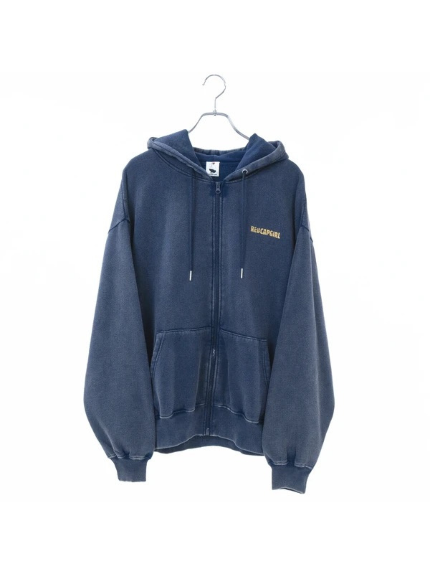 RED CAP GIRL Washed Back Print Zip Hoodie