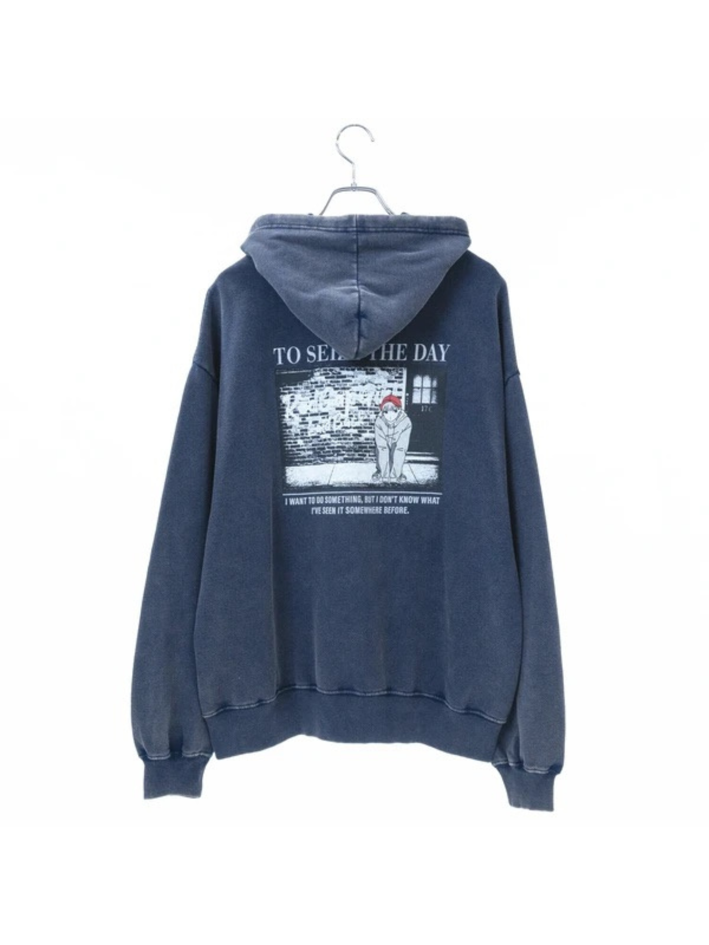 RED CAP GIRL Washed Back Print Zip Hoodie