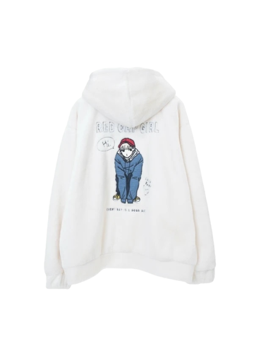 RED CAP GIRL Rabbit Fur Back Blouson Jacket