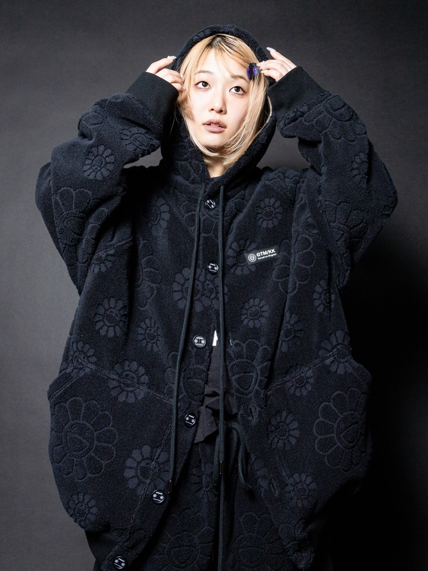 村上隆 Takashi Murakami Flower Jacquard Pile Jacket (Black)