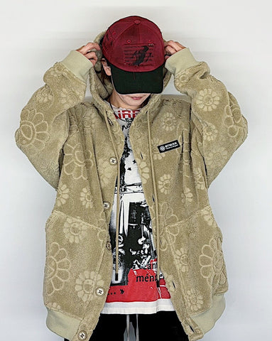 (預訂) Takashi Murakami Flower Jacquard Pile Jacket (Beige) (預計2月尾到貨)
