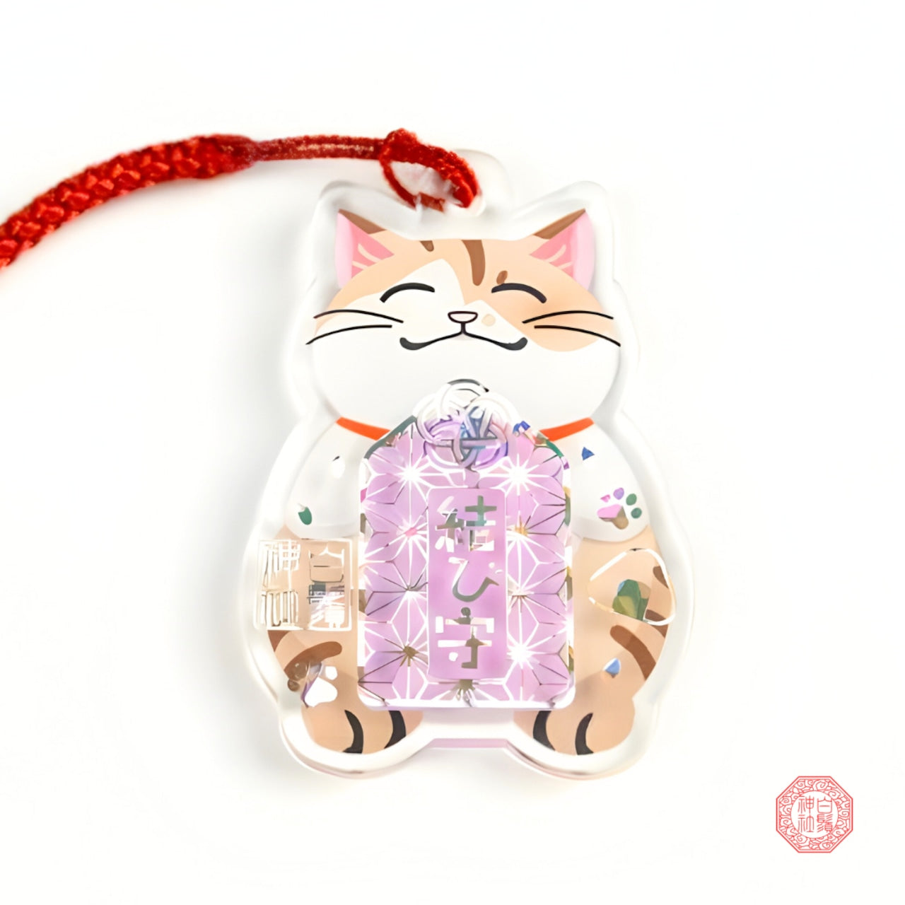 日本白鬚神社 七福猫ミケ 亞克力御守 (万華鏡箔-現貨)