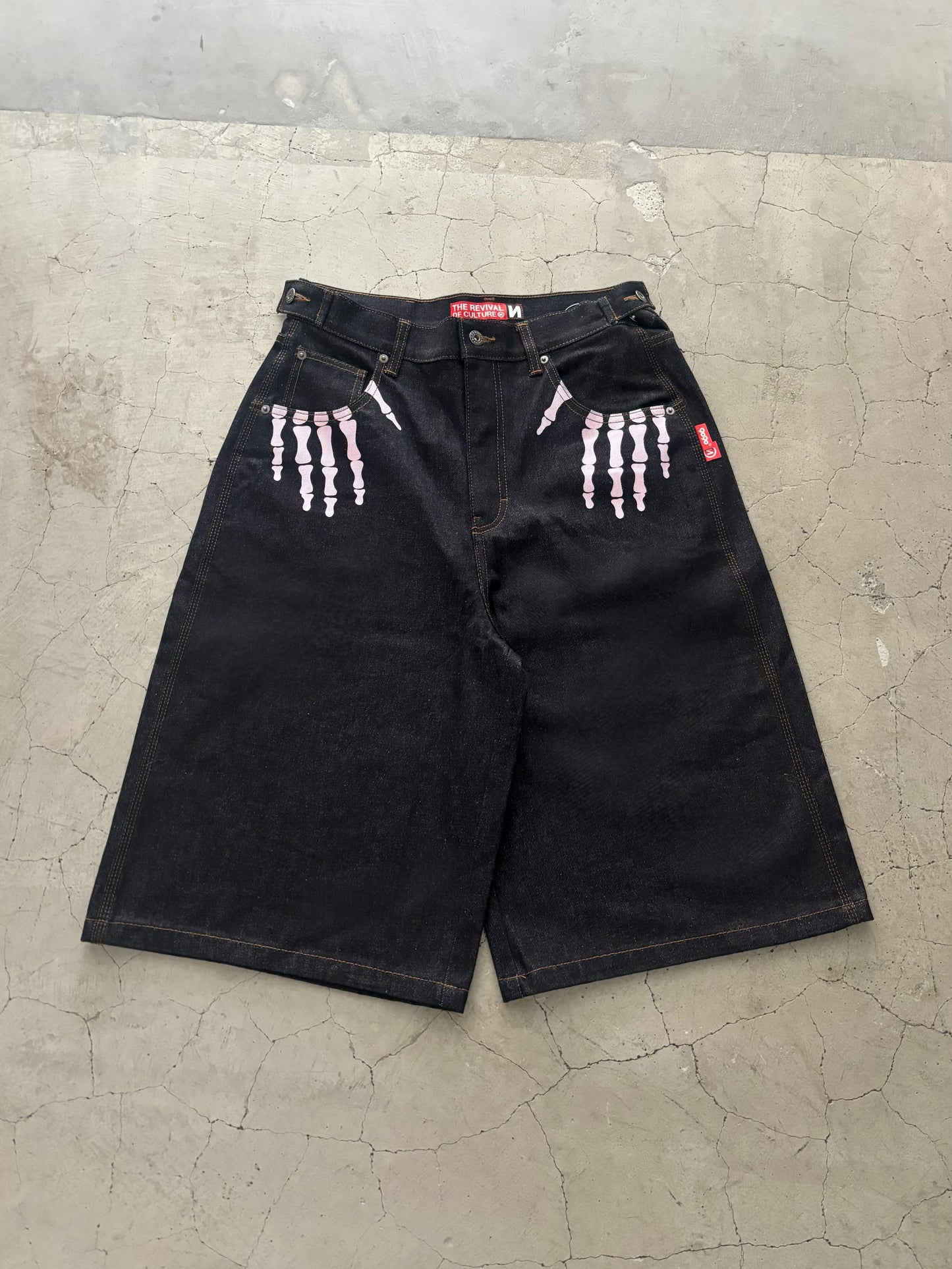 9090 Bone Hand Denim Jorts