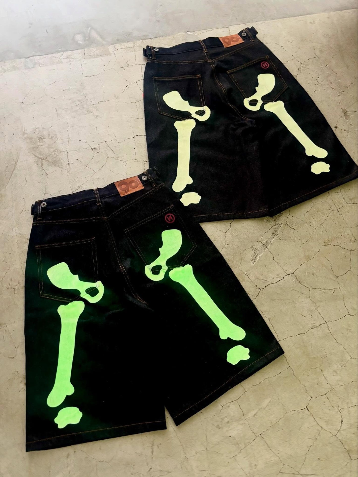 9090 Bone Hand Denim Jorts