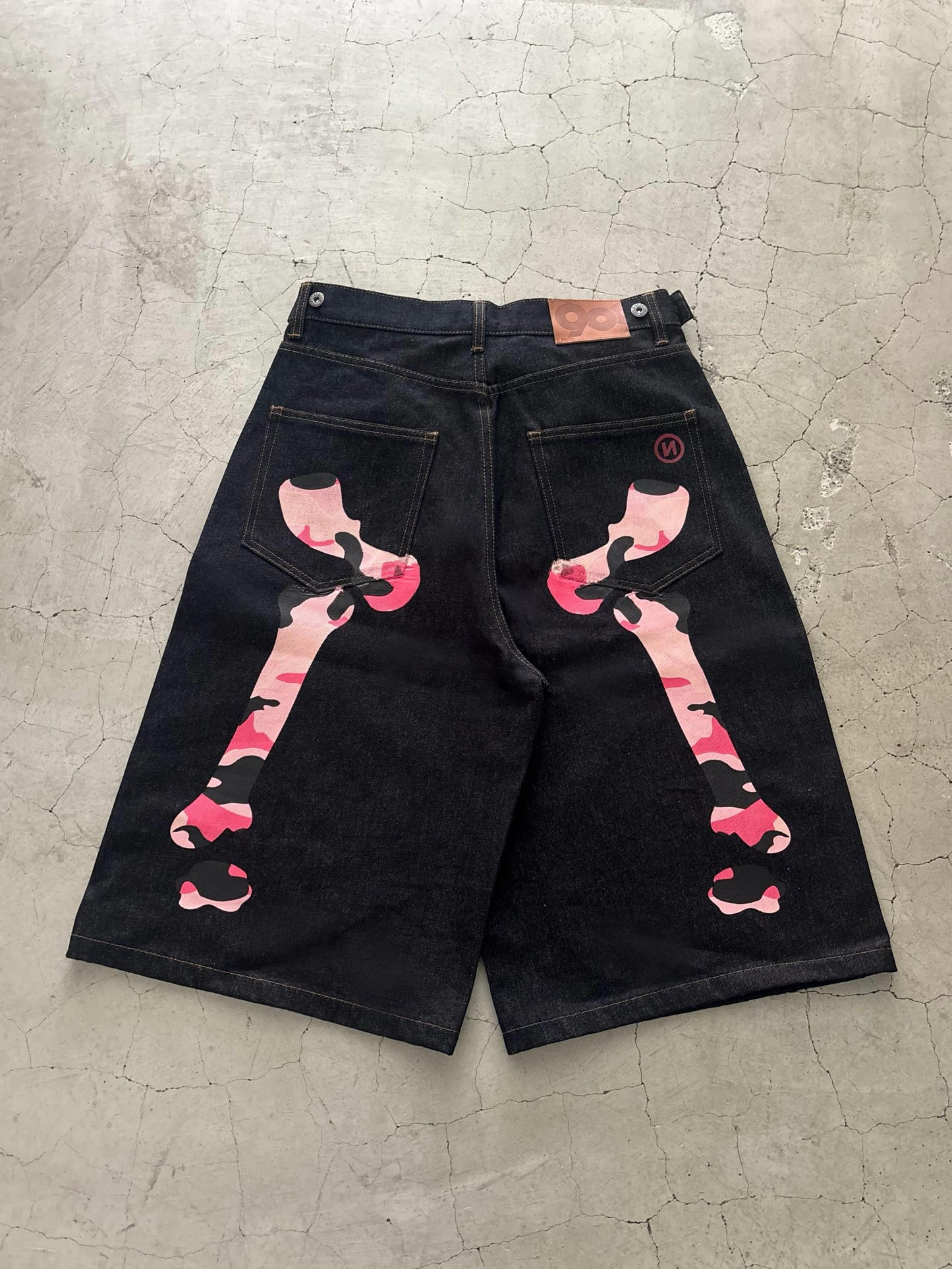 9090 Bone Hand Denim Jorts