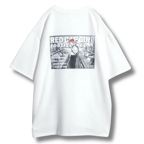 RED CAP GIRL Back Printed Earphone Girl Cool Touch T-Shirt