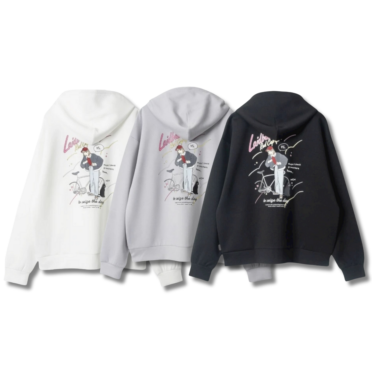 RED CAP GIRL Cardboard knit Silk Touch Back Print Zip Hoodie