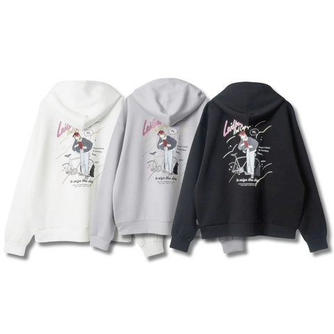 RED CAP GIRL Cardboard knit Silk Touch Back Print Zip Hoodie