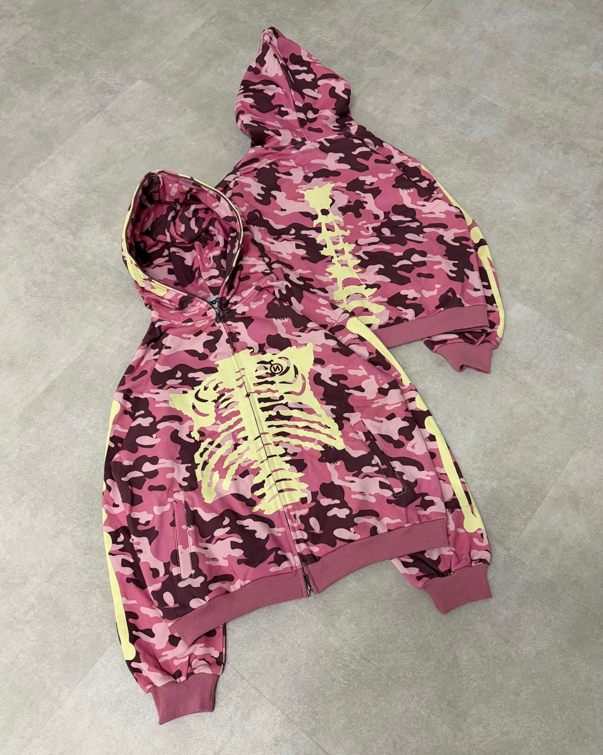 9090 Glow Bone Full Zip Hoodie (Glow in the dark)