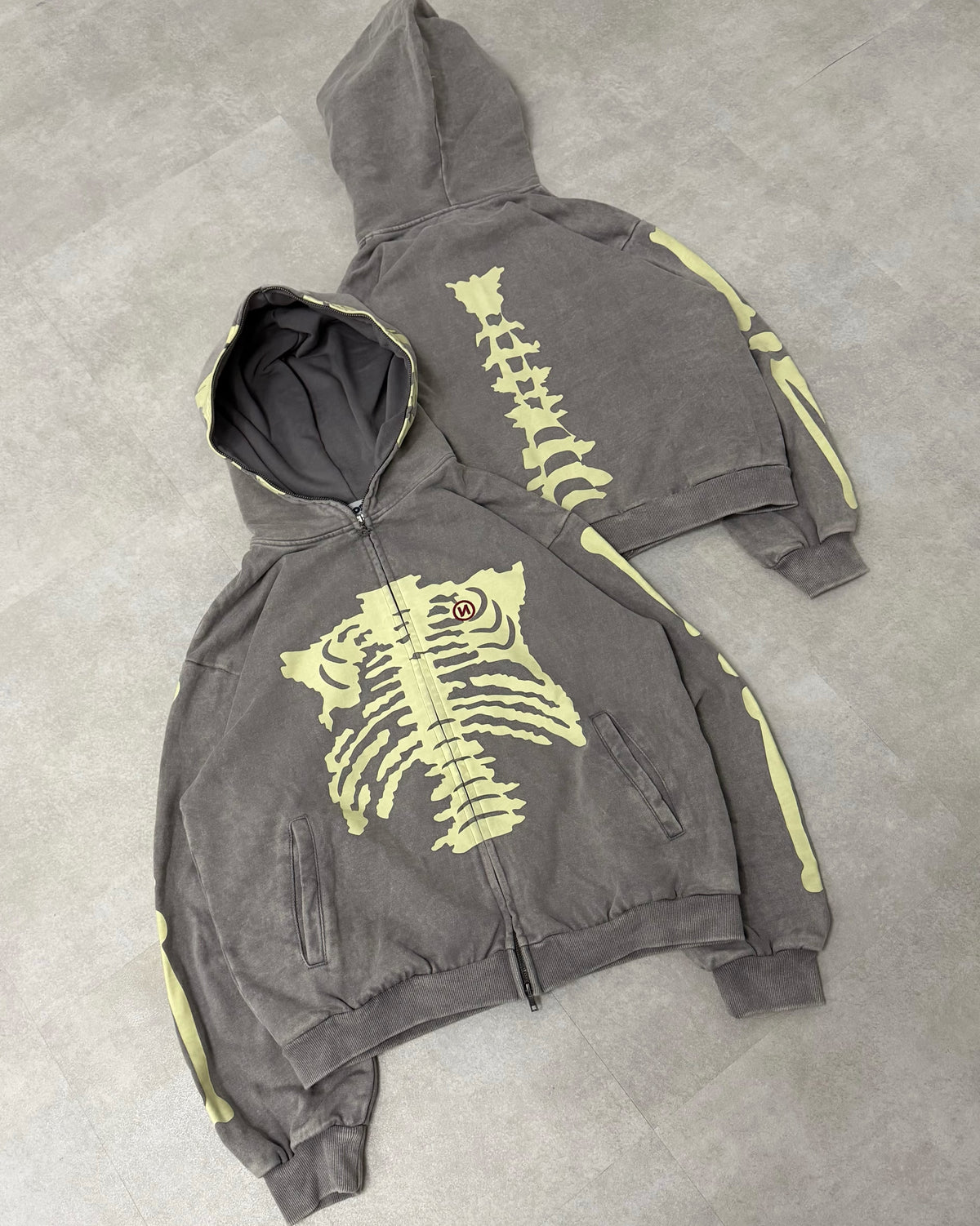 9090 Glow Bone Full Zip Hoodie (Glow in the dark)